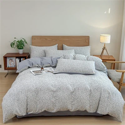 イエロー-染めジャカード寝具 4 点セット-